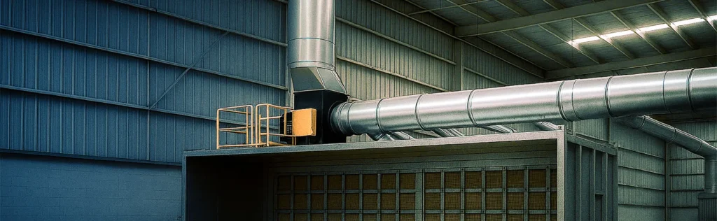 Cabina de pintura industrial con sistema de ventilación en Monterrey – MCAT